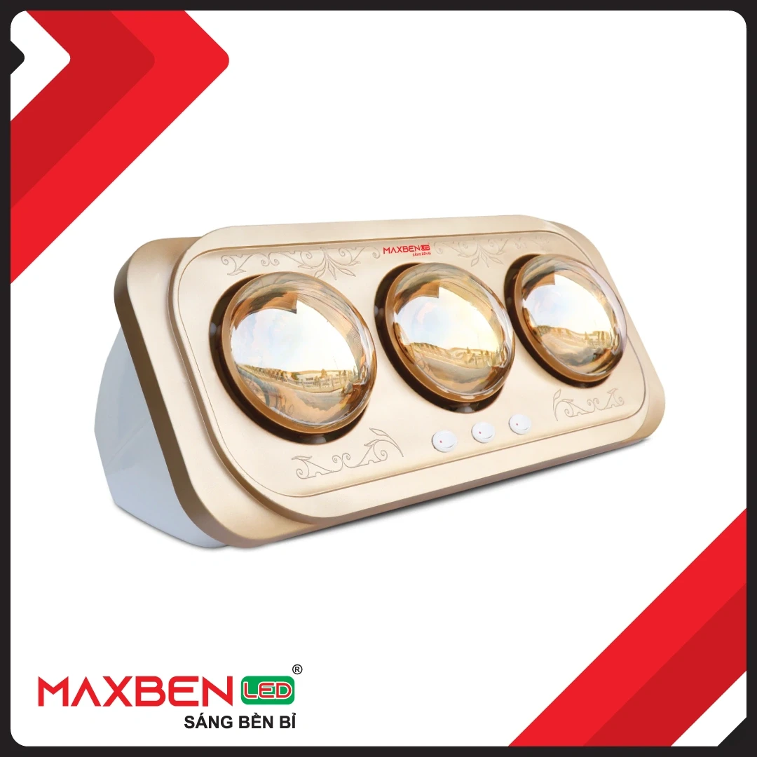 Đèn sưởi nhà tắm Maxben 3 Bóng Vuông